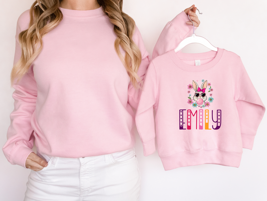 Personalized Toddler Easter Sweatshirt with Customizable Bunny Design