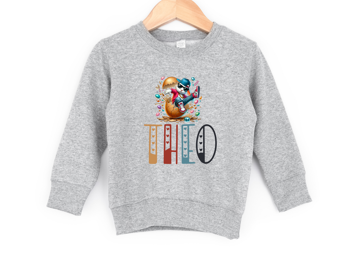 Personalized Toddler Easter Sweatshirt with Customizable Bunny Design