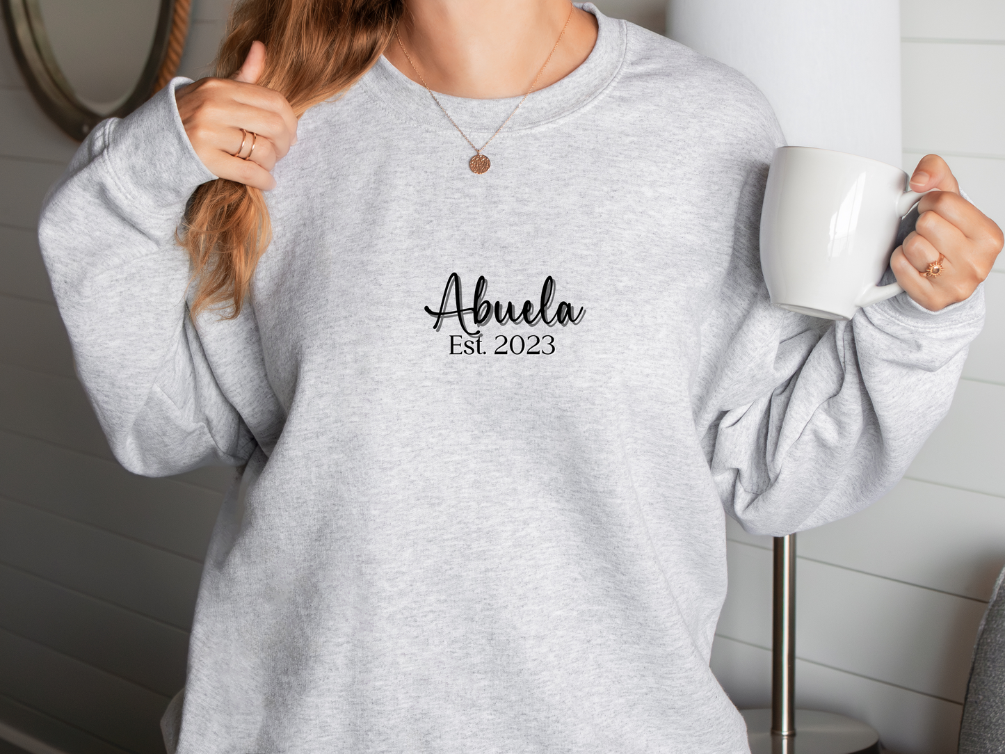 Personalized Embroidered Grandma Sweatshirt Custom Grandkids Names Thoughtful Gift for Abuela Promoted to Grandma Mimi Sweatshirt