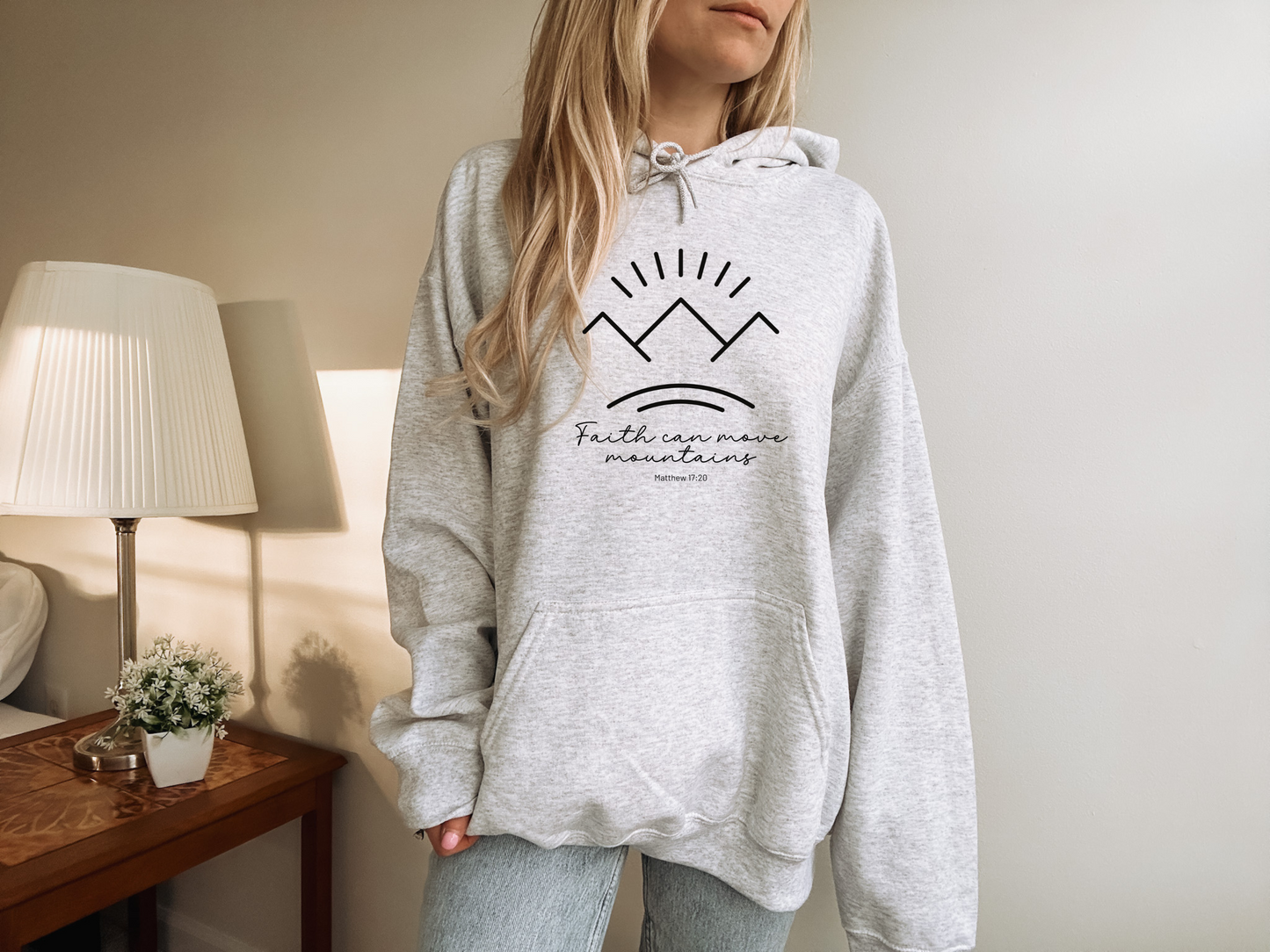 Bible Verse Sweatshirt Hoodie Boho Christian Shirt Faith Can Move Mountains Hoodie Christian Birthday Gift for Mom Christian Merch