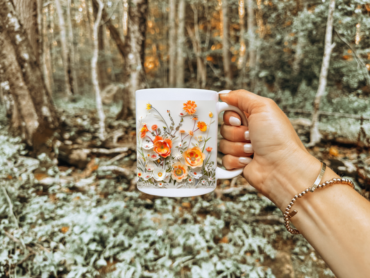 Cottagecore Pressed Flower Ceramic Mug